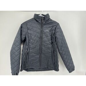 LL Bean Fleece Lined Primaloft Jacket Women Petite XS Black Quilted Pockets Coat